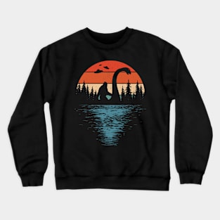 Bigfoot Riding Loch Ness Monster Crewneck Sweatshirt